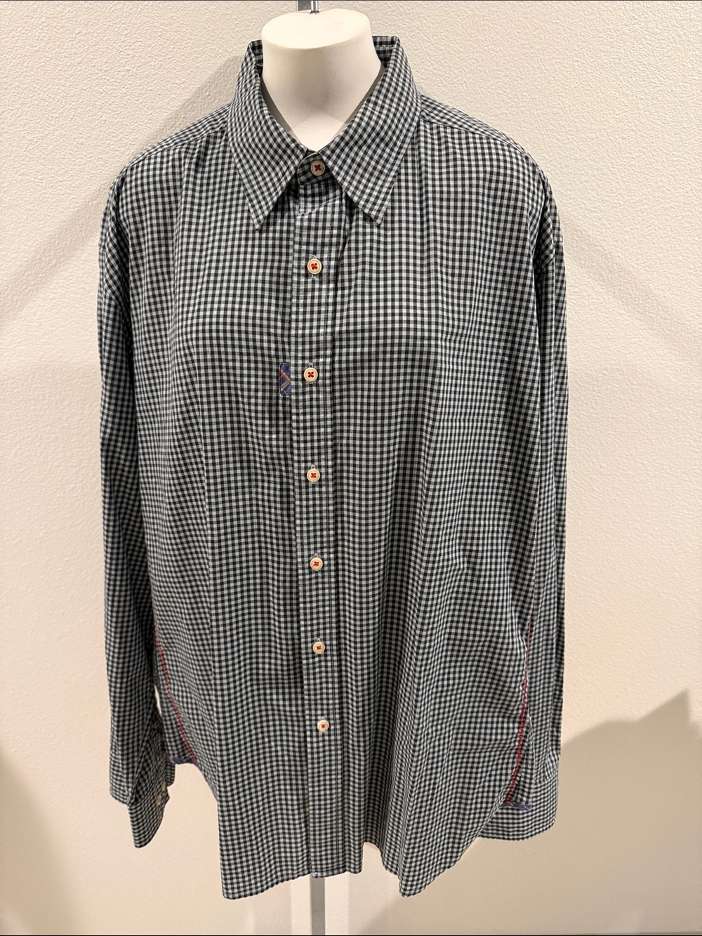 NWOT Men’s Robert Graham Black and Blue Gingham Button-Down Shirt xxl/ttg